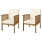 Hearth and Haven Casa Outdoor Club Chair with Cream Cushion in Brown (Set of 2), , large