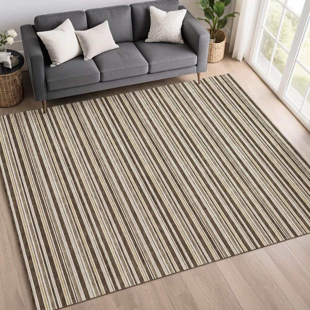 Dalyn Rug Company Soft Essentials Striped Chocolate 10' x 14' Indoor/Outdoor Area Rug, , large
