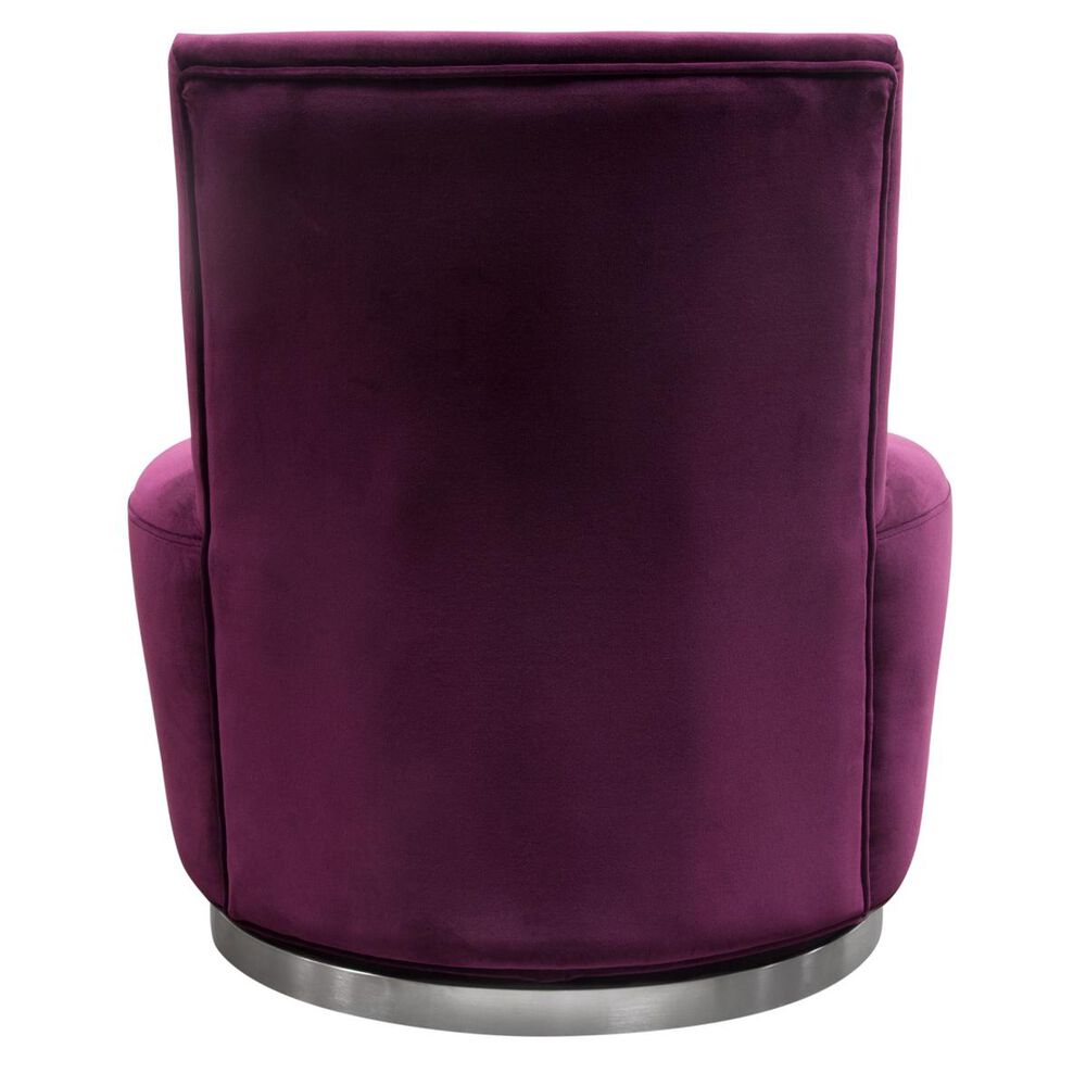 Lily and Lee Furniture Blake Swivel Armless Accent Chair in Violet Velvet, , large