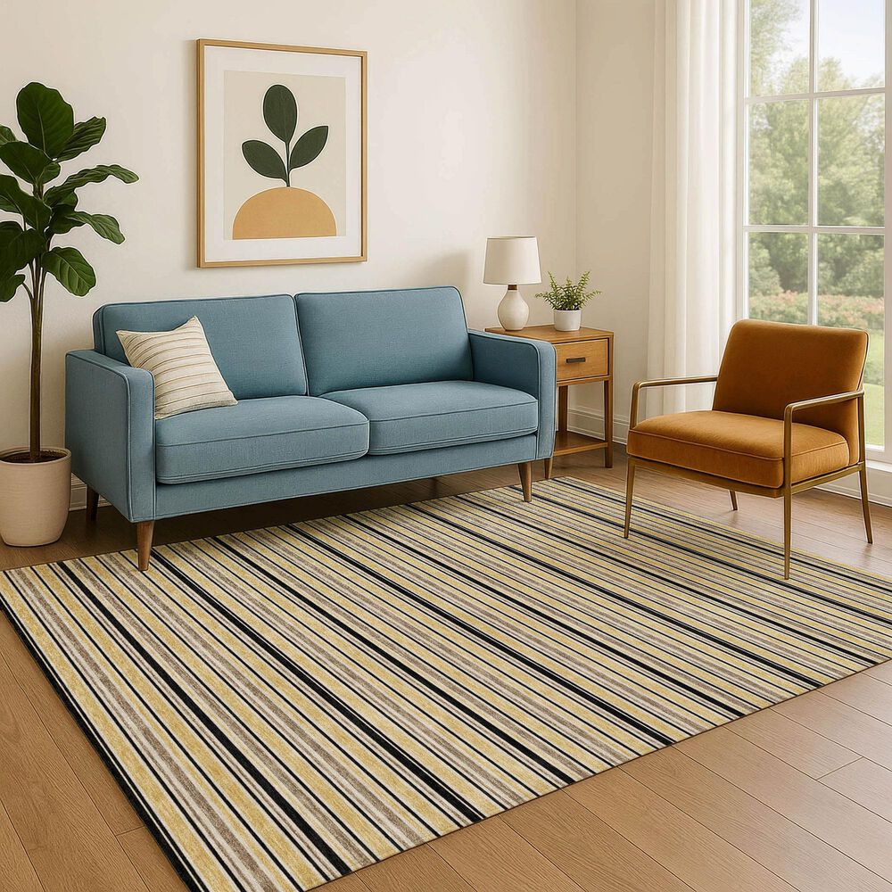 Dalyn Rug Company Soft Essentials Striped Honey 5' x 7'6" Indoor/Outdoor Area Rug, , large