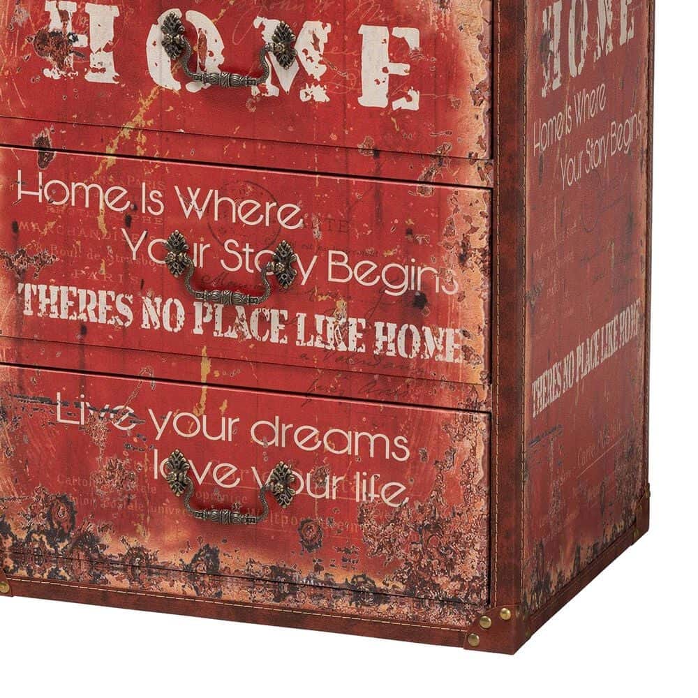 Baxton Studio Lorand 3-Drawer Storage Trunk in Red, , large