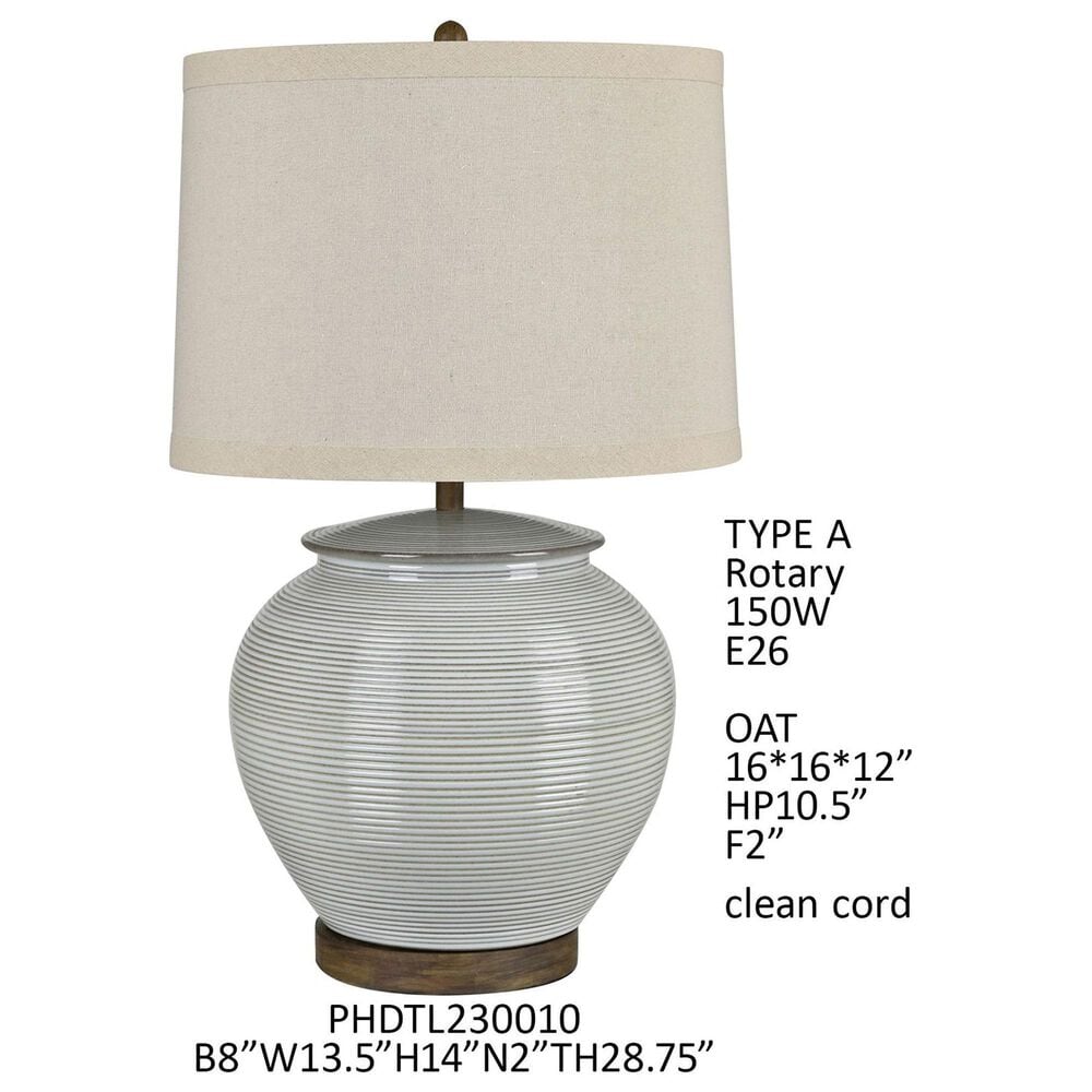 Porch View River Ginger Jar Table Lamp in White, , large