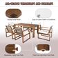 HOMLUX 7-Piece Patio Dining Set with 69" Rectangular Mocha Table and Umbrella Hole in Beige, , large