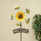 The Gerson Company 63" Sunflower Yard Stake with Wind Spinner Bees in Yellow, , large