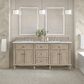 James Martin Vanities Lorelai 72" Double Bathroom Vanity in Whitewashed Oak with 3 cm Eternal Jasmine Pearl Silestone Top, Rectangular Sinks and FreePower Wireless Charger, , large