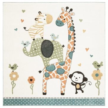 Safavieh Carousel 8" Square Ivory Kids  Area Rug, , large