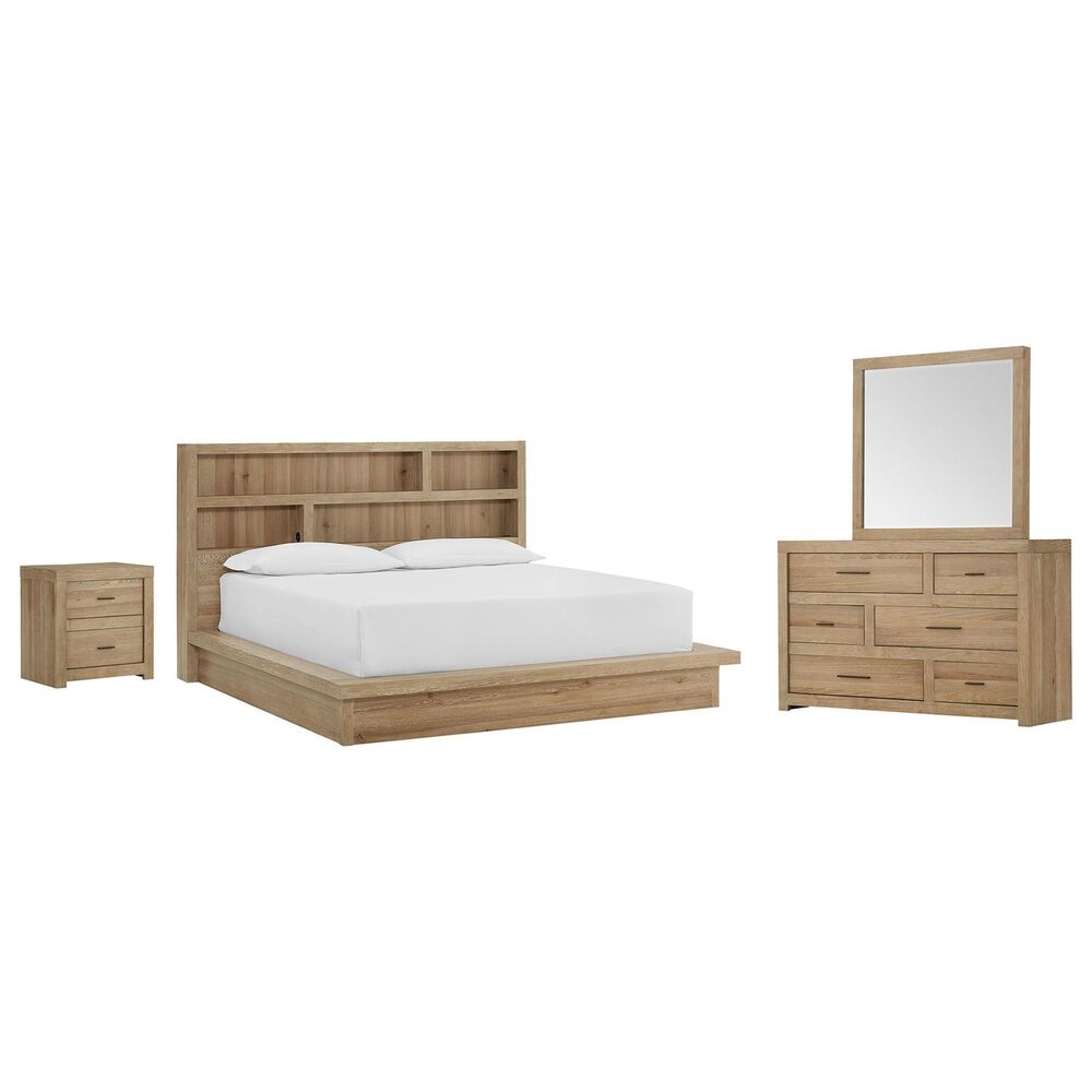 Riva Ridge Modern Loft 4-Piece Queen Platform Bedroom Set in Khaki, , large