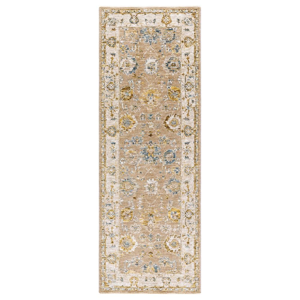 Surya Reina Tan, Light Brown, Light Gray, Cream, Denim, Mustard and Olive 2"7" x 10" Runner, , large