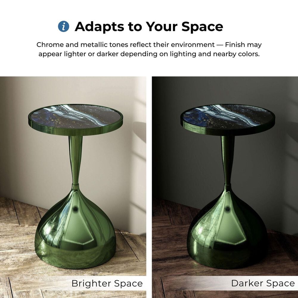 Furniture of America Gleam Round End Table in Polished Green, , large