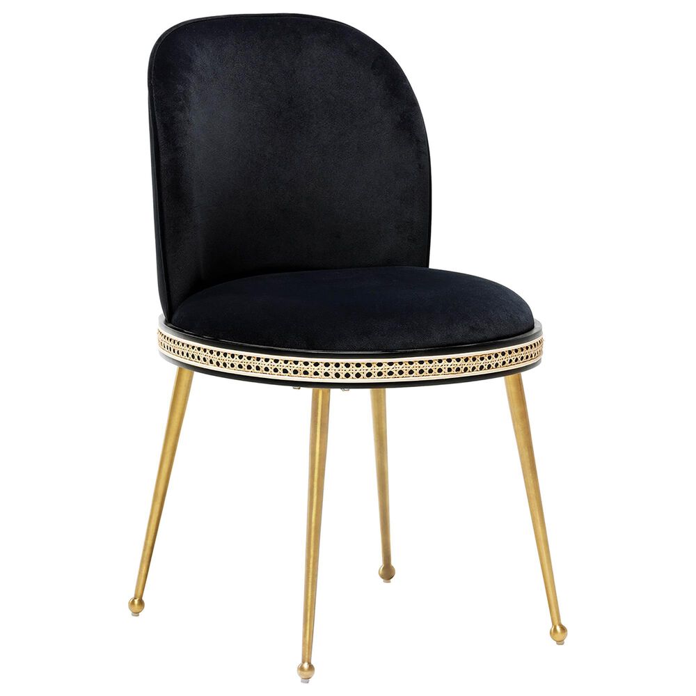 Tov Furniture Harley Dining Chair with Black Cushion in Brushed Gold, , large