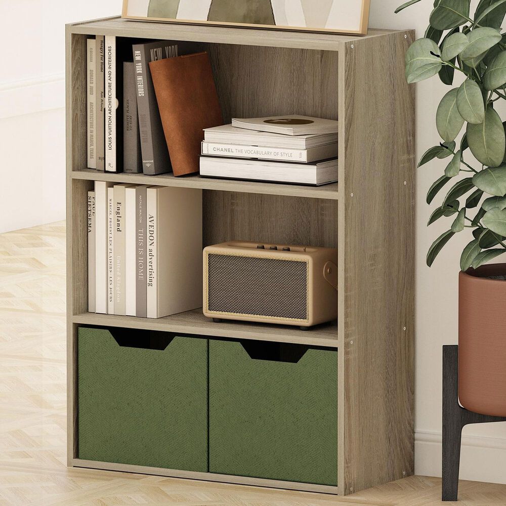 HOMLUX 3-Tier Open Shelf Bookcase in Sonoma Oak, , large