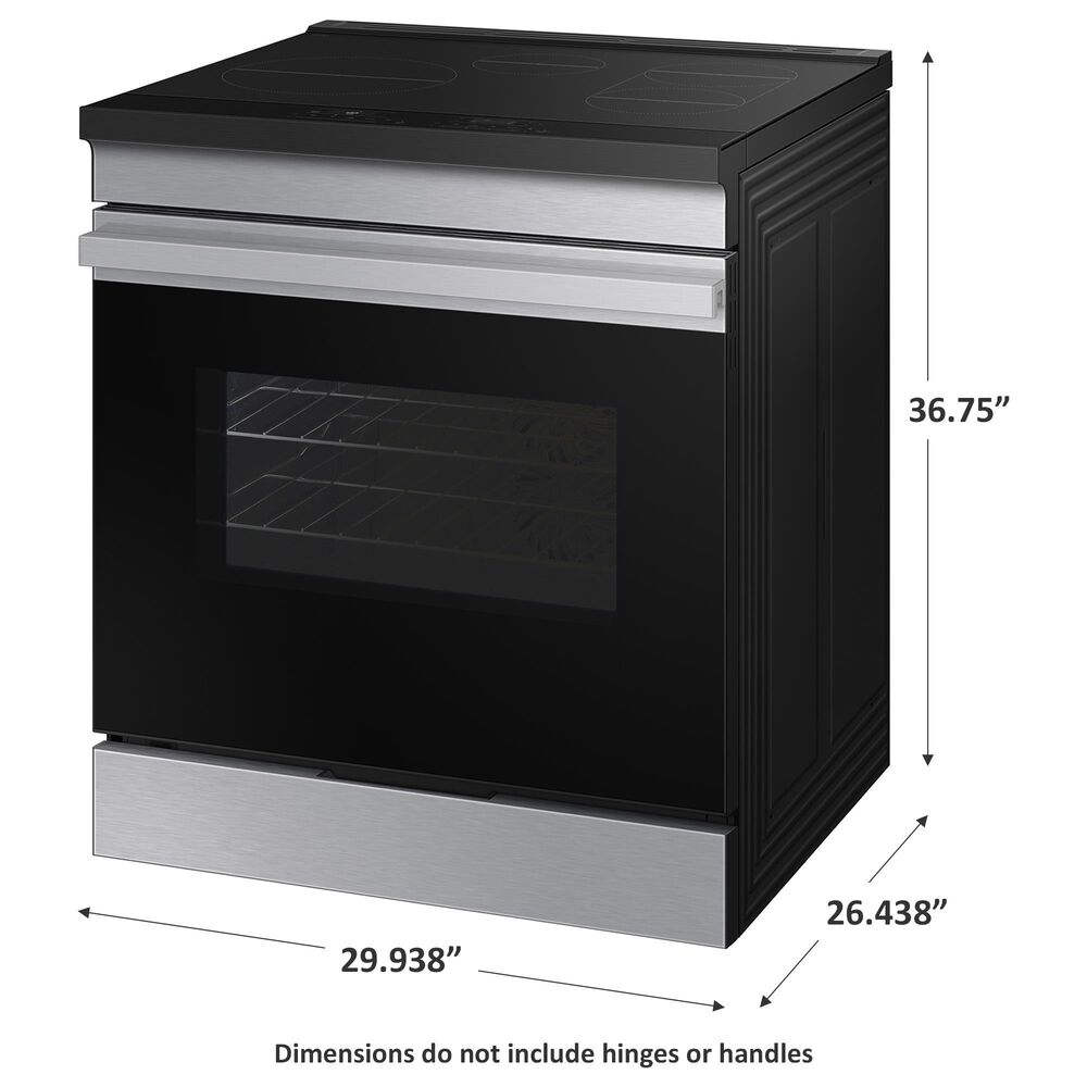 Samsung Bespoke Bespoke 6.3 Cu. Ft. Smart Slide-In Induction Electric Range with Anti-Scratch Glass Cooktop in Stainless Steel, , large