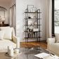 Timberlake Hastings Home Industrial 5-Tier Bookcase in Brown and Black, , large