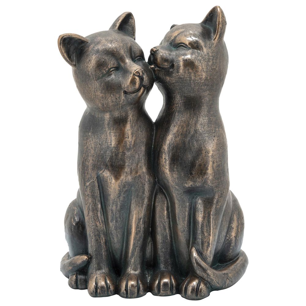 Sagebrook Home 14" Smooching Cats Sculpture in Bronze and Copper, , large