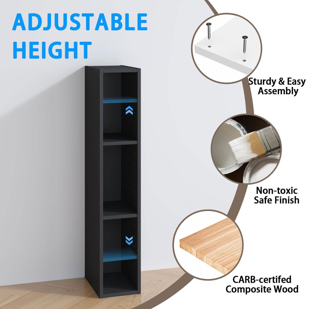 HOMLUX 6" 3-Tier Space Saving Bookcase with Open Adjustable Shelves in Blackwood, , large