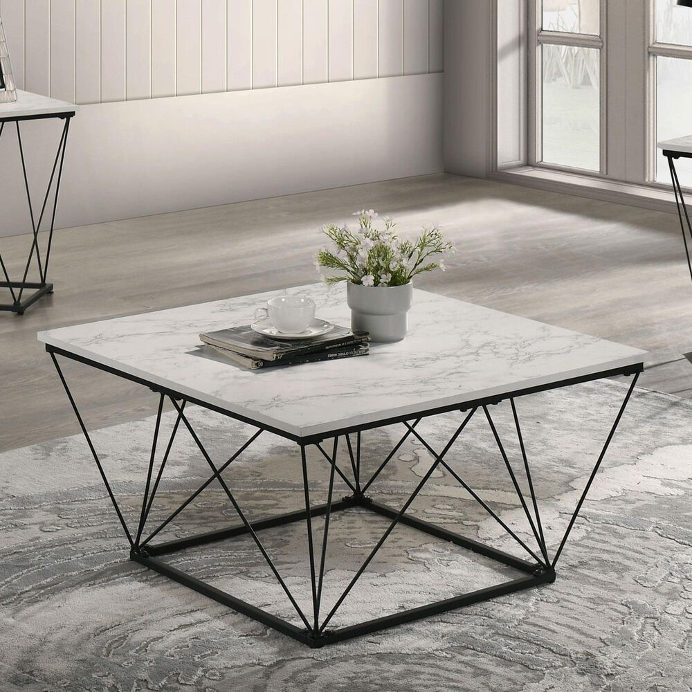 Furniture of America Anitta 3-Piece Table Set in White and Black, , large