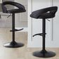 LumiSource Grotto Adjustable Bar Stool with Black Faux Leather Upholstery in Black (Set of 2), , large