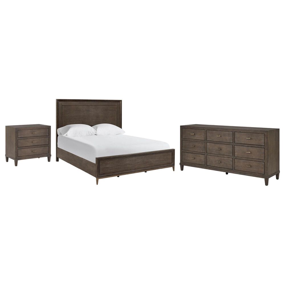 Furniture Worldwide Montclair 3-Piece Queen Panel Bedroom Set in Embossed Cocoa and Smoked Gold, , large