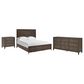 Furniture Worldwide Montclair 3-Piece Queen Panel Bedroom Set in Embossed Cocoa and Smoked Gold, , large