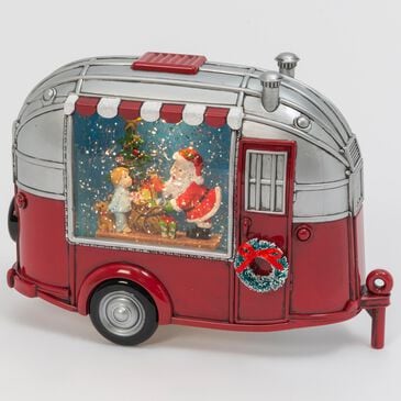 The Gerson Company Lighted Musical Spinning Water Globe Camper with Holiday Figurine in Red, , large