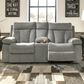 Ashley Mitchiner Manual Double Recliner Loveseat with Console in Fog, , large