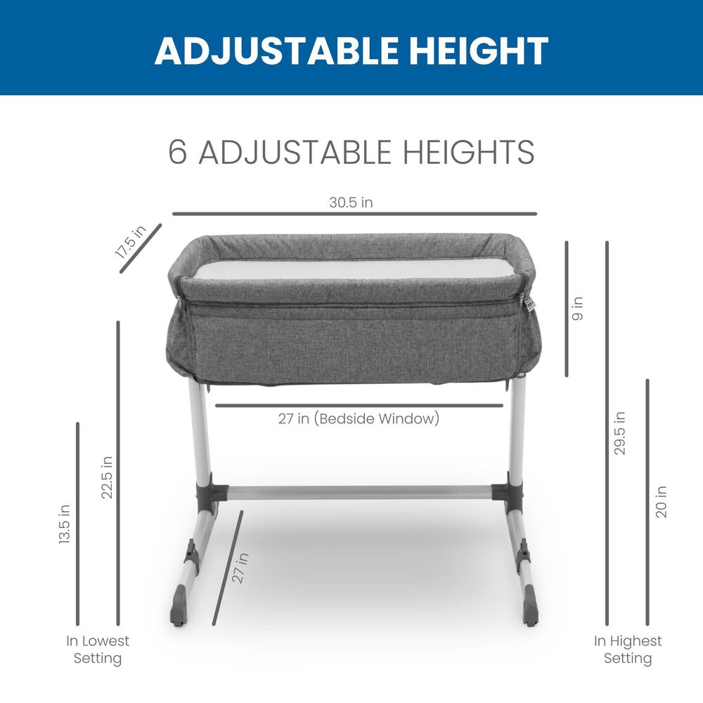 Delta Simmons Kids Dream Bedside Baby Bassinet in Grey Tweed, , large