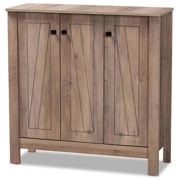 Baxton Studio Derek 3-Door Shoe Cabinet in Natural Oak, , large