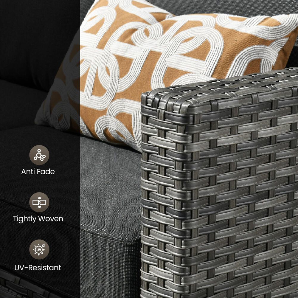 HOMLUX 4-Piece Outdoor Sofa Set in Black, , large