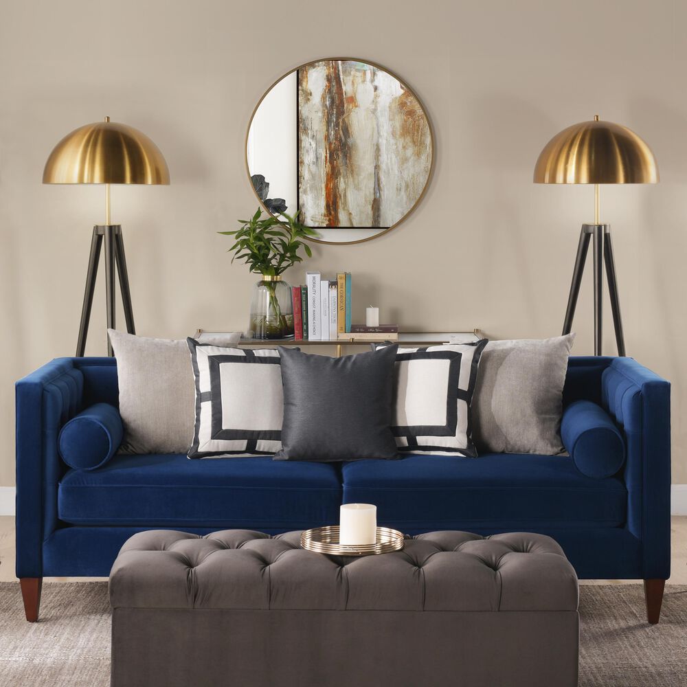 Jennifer Taylor Home Jack Tufted Tuxedo in Navy Blue Velvet, , large
