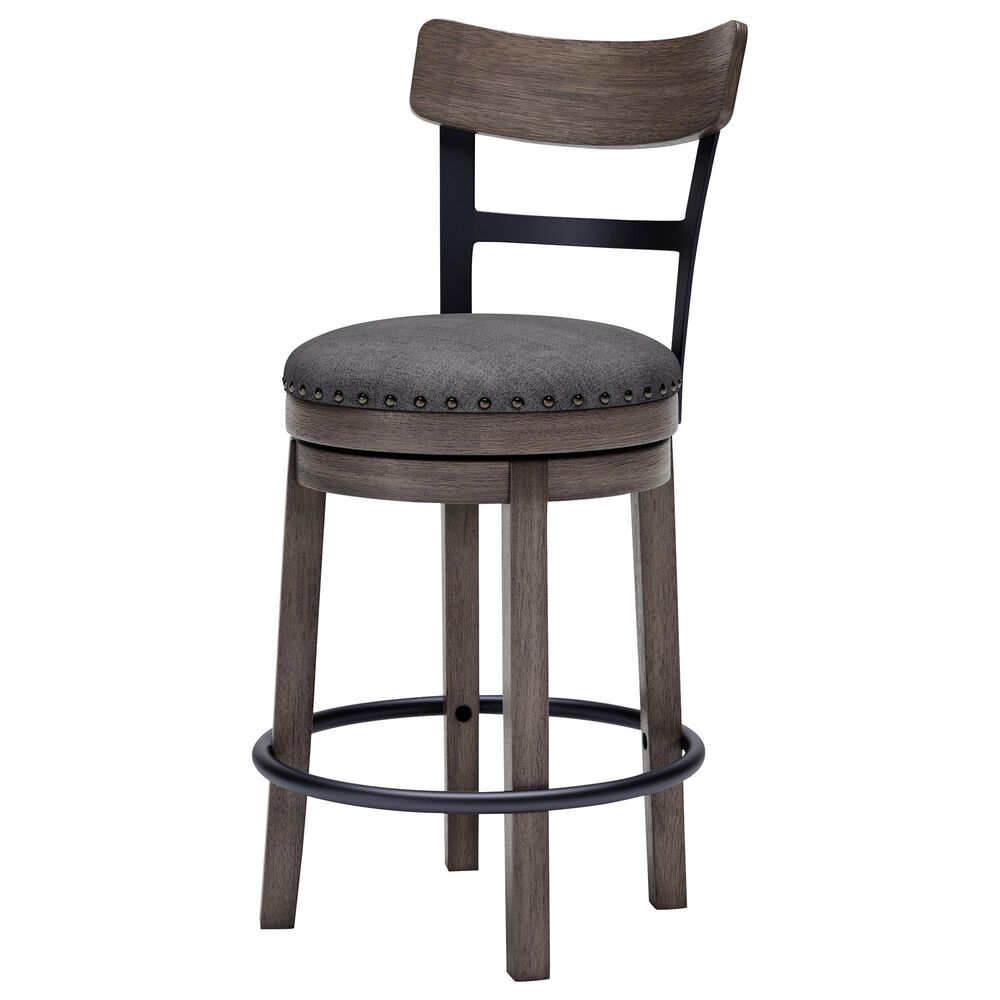 Ashley Caitbrook Swivel Counter Stool in Antiqued Gray and Black, , large