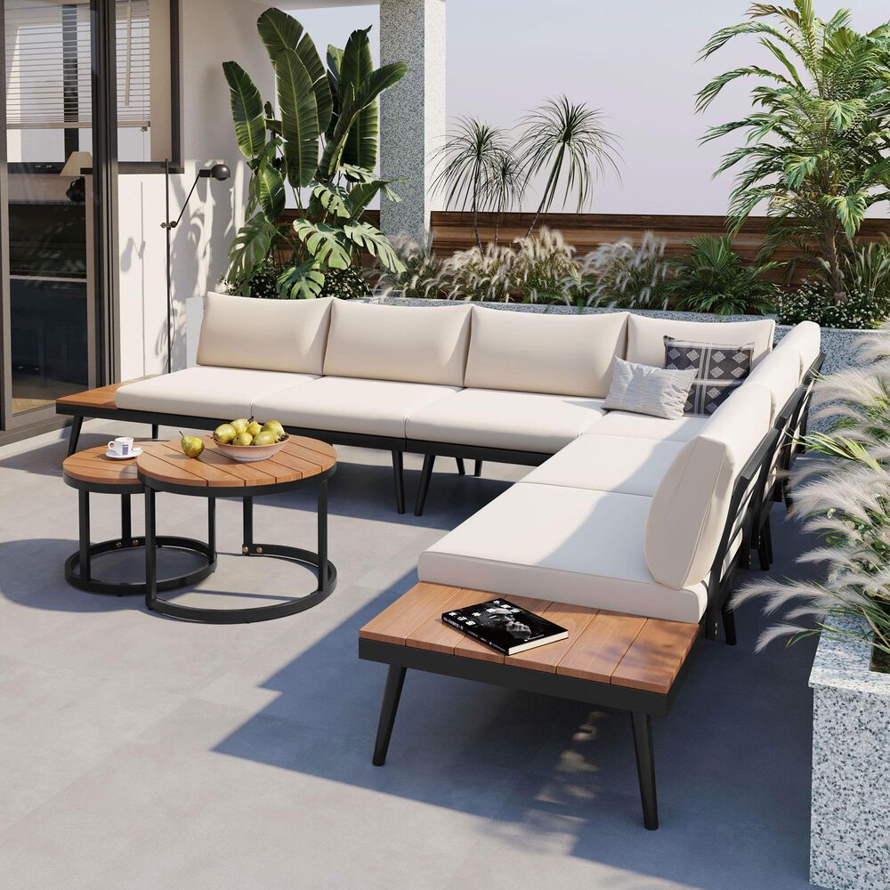 HOMLUX 6-Piece Outdoor Sectional Set in Beige, , large