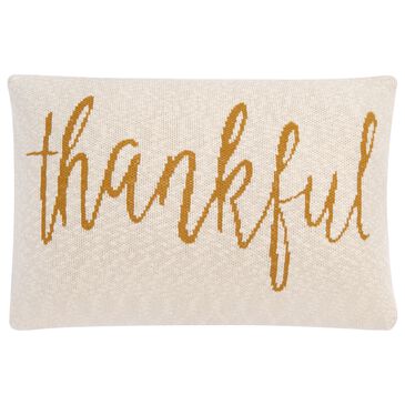Safavieh Holiday Thankful 16" x 24" Pillow in Natural and Mustard, , large