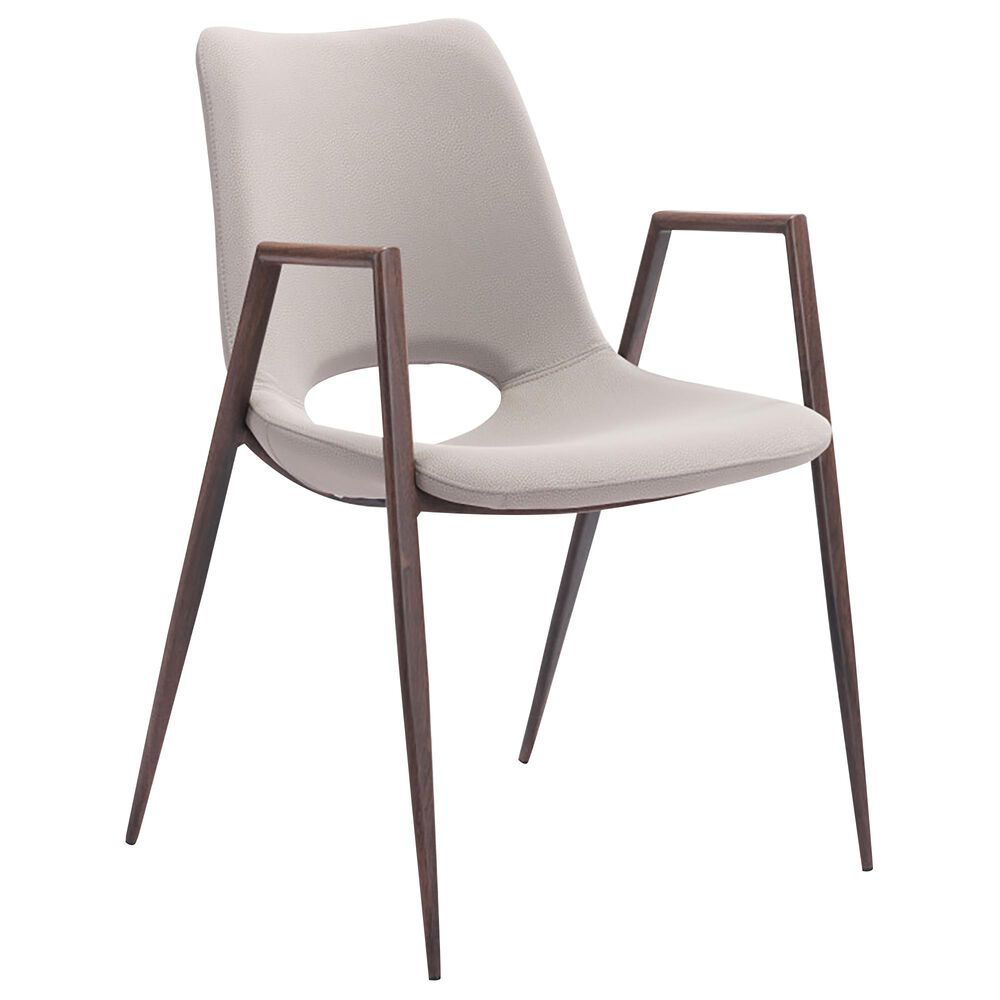 Zuo Modern Desi Dining Chair with Beige Cushion in Walnut, , large
