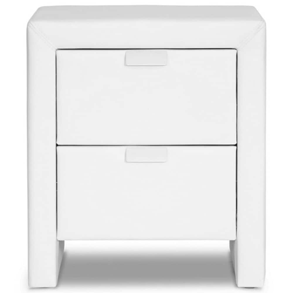 Baxton Studio Frey 2-Drawer Nightstand in White, , large