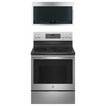 GE Profile 5.3 Cu. Ft. Smart Free-Standing Electric Range and 2.1 Cu. Ft. Over-the-Range Sensor Microwave Oven in Fingerprint Resistant Stainless Steel, , large