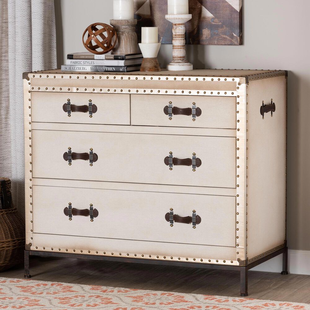 Baxton Studio Benton 4-Drawer Storage Cabinet in Beige, , large