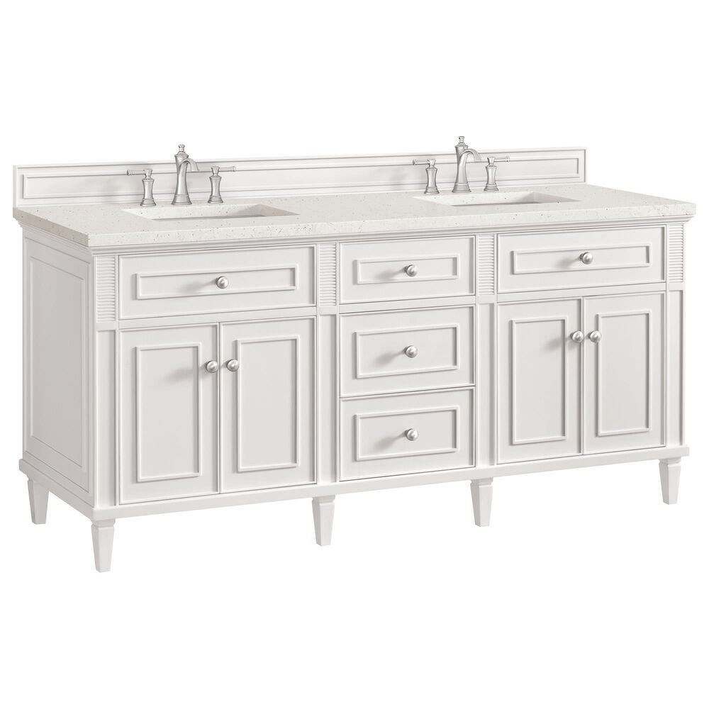 James Martin Vanities Lorelai 72" Double Vanity in Bright White with 3 cm Lime Delight Quartz Top, , large