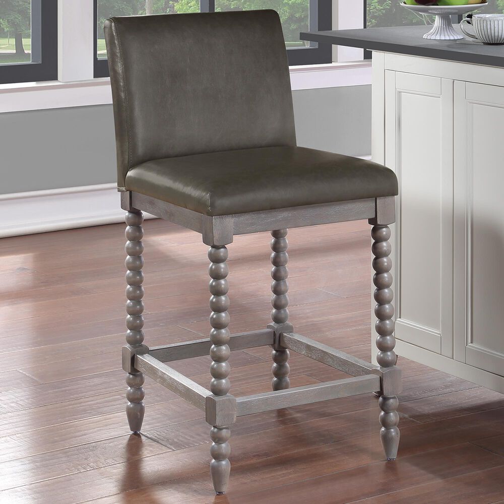 OSP Home Abbott 26&quot; Counter Stool with Pewter Cushion in Brushed Grey, , large
