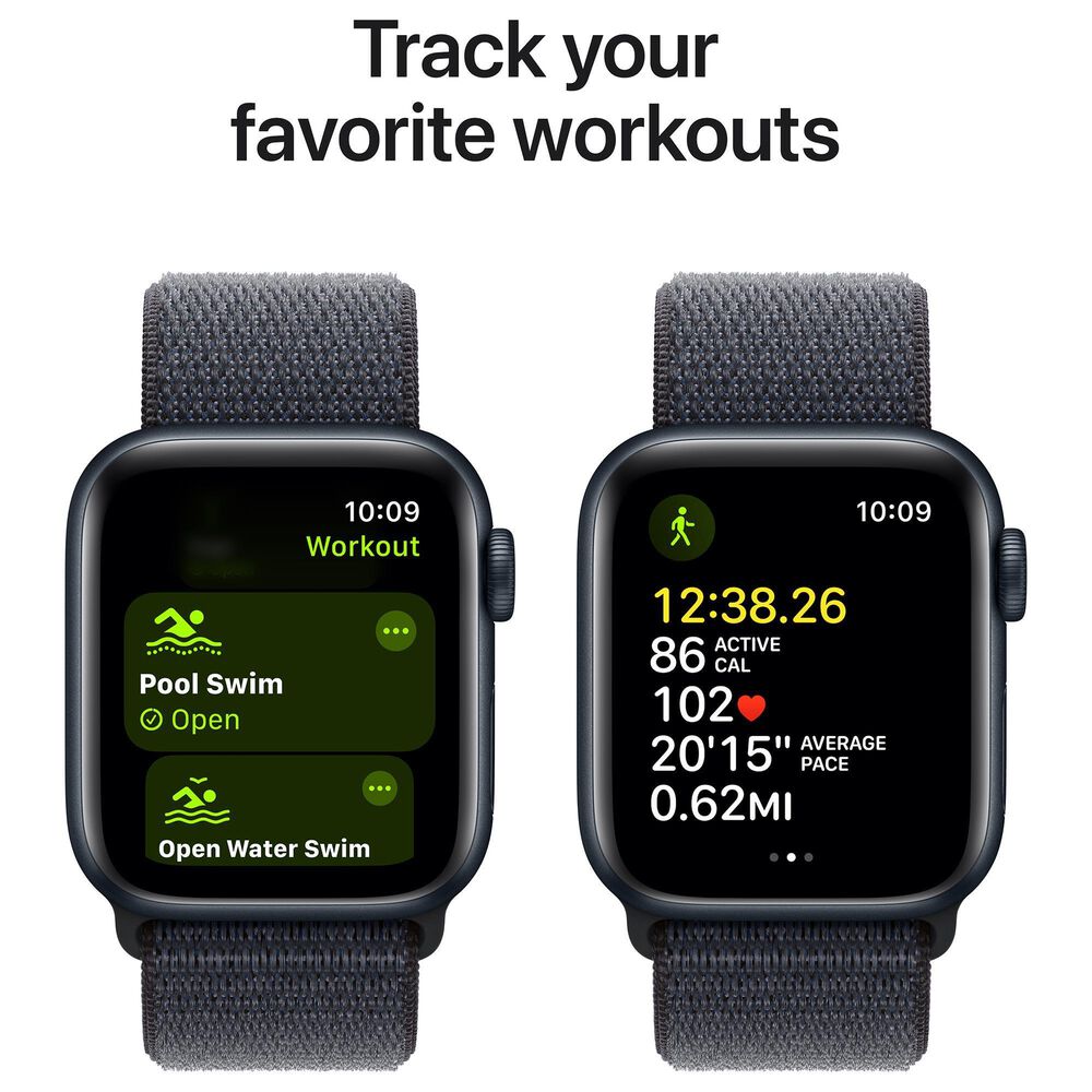 Apple Watch SE GPS + Cellular 40mm Midnight Aluminum Case with Ink Sport Loop, , large