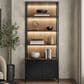 Wycliff Bay Marsden 86" Wall Bookcase with Lighting in Black and Tan, , large