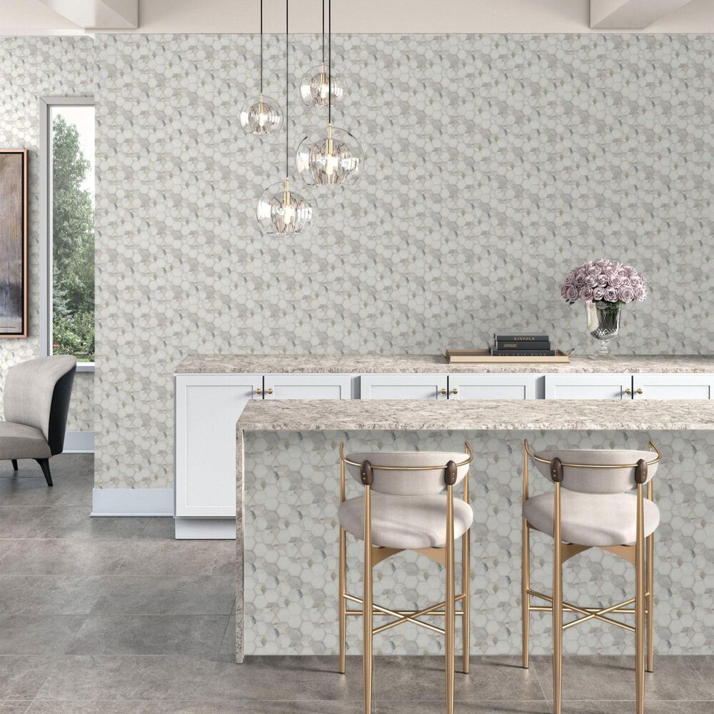 Dal-Tile Sublimity Daphne White Hypnotic 11&quot; x 12&quot; Marble Mosaic Sheet, , large