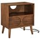 Hearth and Haven Nightstand with Charging Station USB Ports and Outlet Hole in Walnut Brown, , large