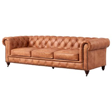 Crafters & Weavers Century Chesterfield 95" Stationary Sofa in Light Brown, , large