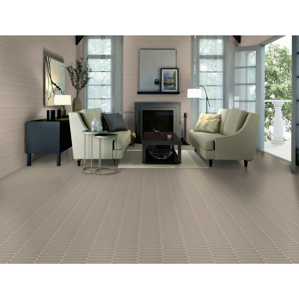 Dal-Tile Artefino Element Sand 1.5" x 6" Capsule on 12" x 13" Porcelain Mosaic Sheet, , large