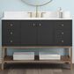 37B Isadore 48" Single Bathroom Vanity Cabinet in Tricorn Black and White Composite Stone Top and Backsplash, , large