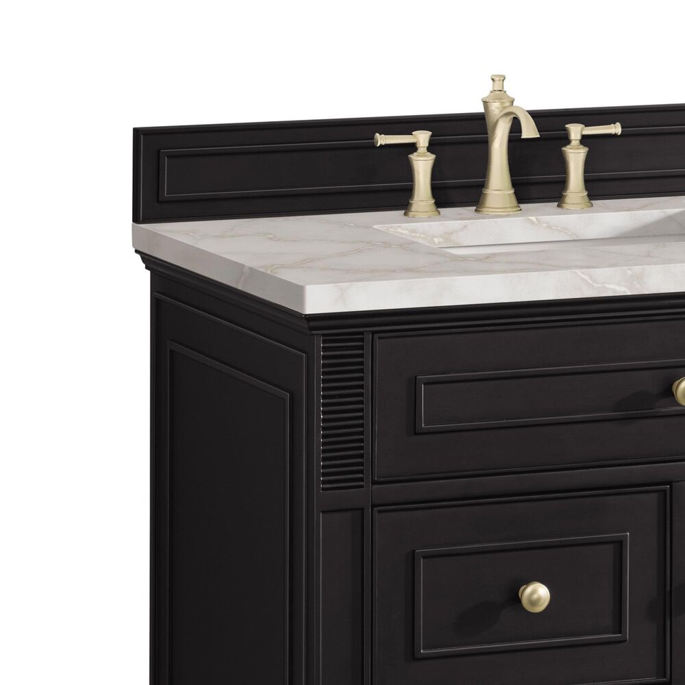 James Martin Vanities Lorelai 36&quot; Single Vanity in Black Onyx with 3 cm Victorian Silver Quartz Top, , large