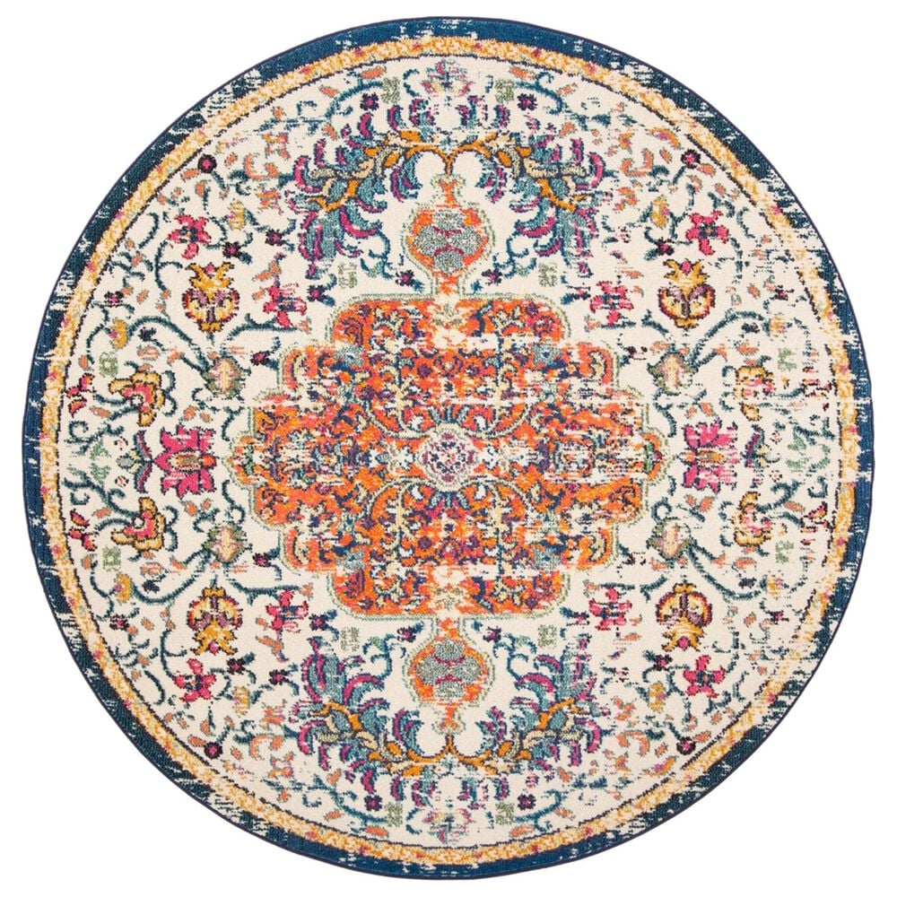 Safavieh Madison MAD447A 5" Round Ivory and Orange Area Rug, , large