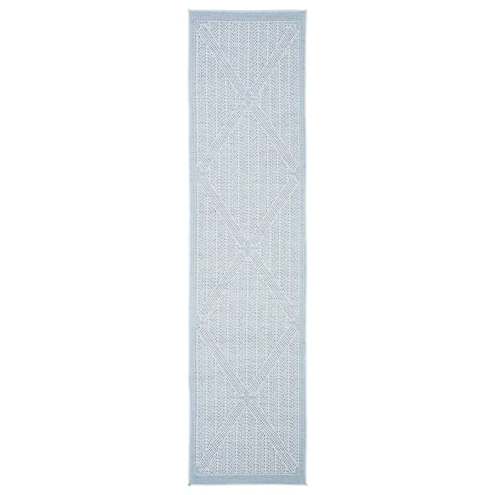 Safavieh Bermuda BMU811M 2" x 12" Light Blue and Ivory Indoor/Outdoor Performance Runner, , large