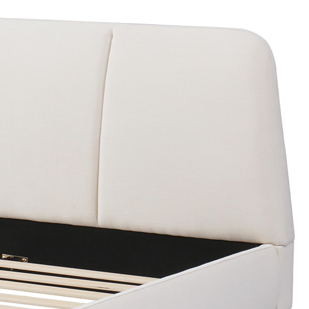 Hearth and Haven Queen Upholstered Platform Bed in White, , large