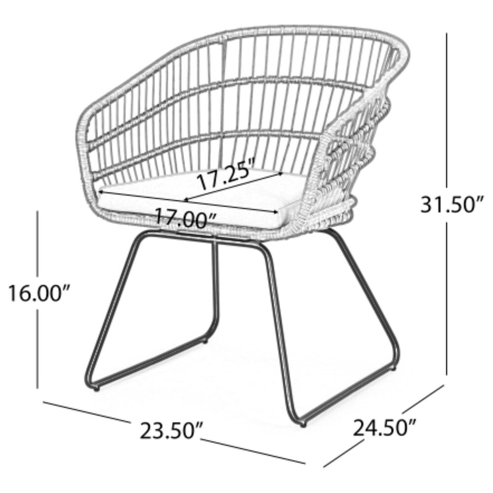 Hearth and Haven Terry Outdoor Dining Club Chair in Gray (Set of 2), , large